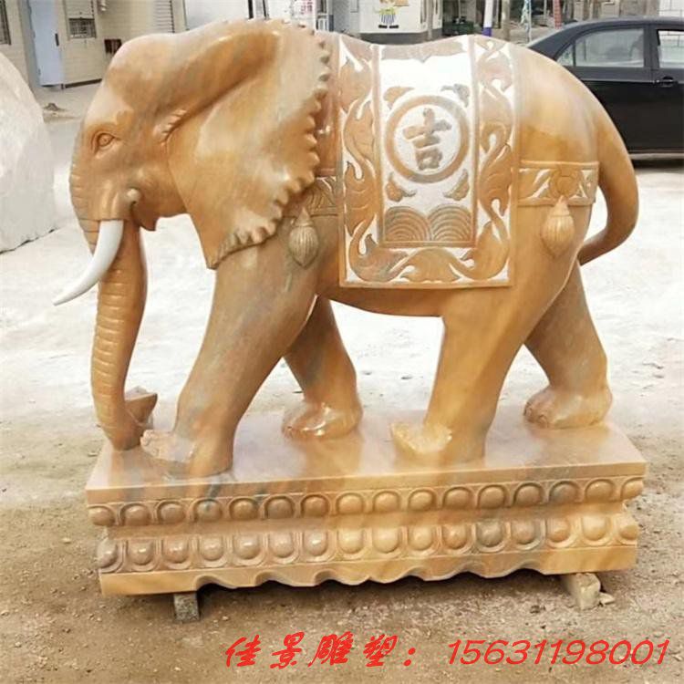 漢白玉石雕大象 晚霞紅石雕大象 石雕大象門前廣場擺件 (1)