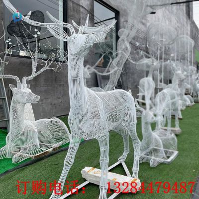 不銹鋼鏤空編織鹿雕塑