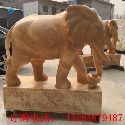 石雕晚霞紅大象雕塑