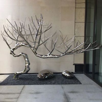 不銹鋼鏡面樹雕塑