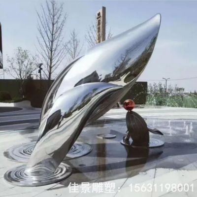 不銹鋼園林海豚雕塑