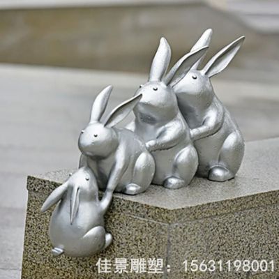 不銹鋼園林兔子雕塑