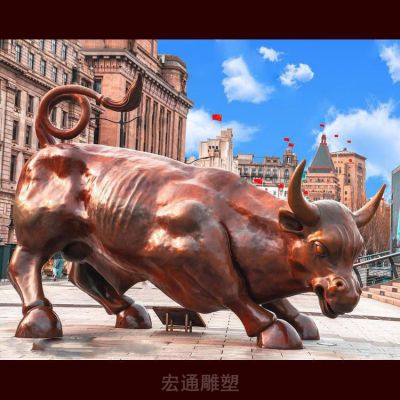 牛街邊景觀動物銅雕
