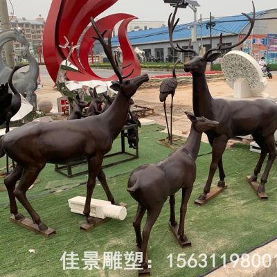 群鹿城市動物銅雕